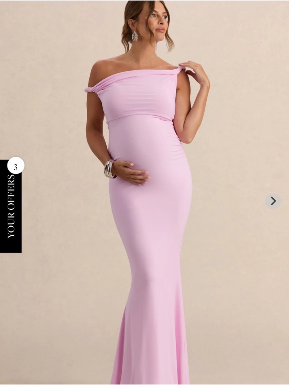 Club L London One-Shoulder Maternity Dress - Light Pink